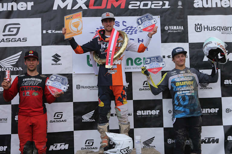 Die Top-3 der MX2-Klasse: Pölzleitner, Stauffer und Rammel (v.l.)