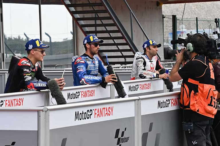 Die Top-3 nach dem Quali: Quartararo (links), dann Rins und Zarco