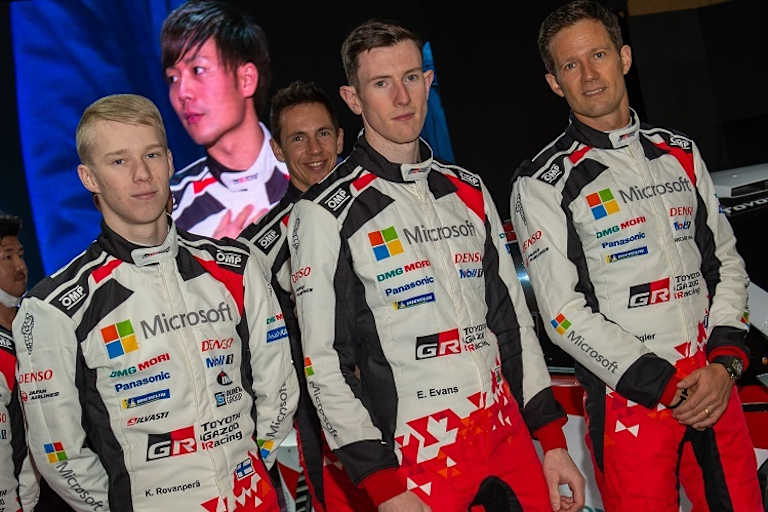 Die WM-Führenden Kalle Rovanperä, Elfyn Evans und Sébastien Ogier