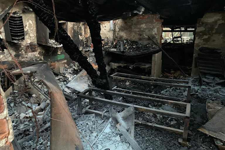 Die Werkstatt nach dem Brand