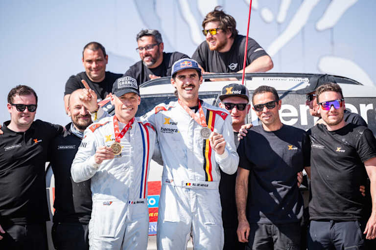 Guillaume de Mevius and Mathieu Baumel nach der Dakar auch beim Comeback wieder mit dem X-Raid-Mini am Start