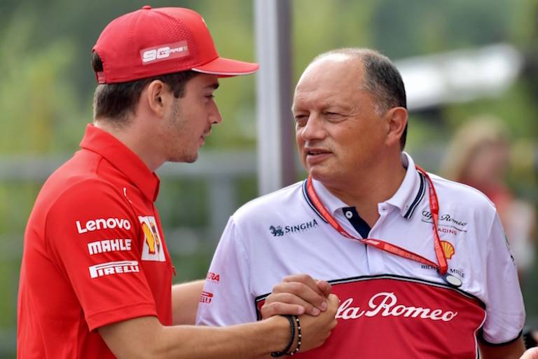 Charles Leclerc und Fred Vasseur 2019 in Belgien