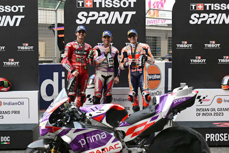 Die Top-3 im Sprint: Bagnaia, Martin und Marc Márquez