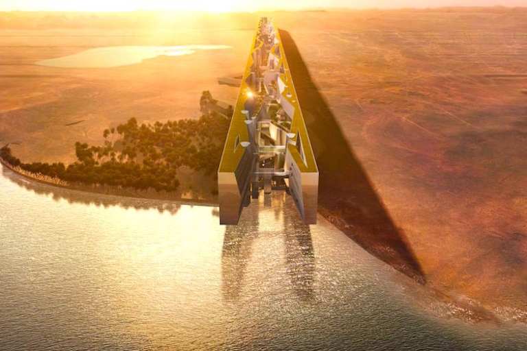 Die Stadt «THE LINE» soll eine zivilisatorische Revolution darstellen, vom Meer 170 km auf einer nur 200 Meter schmalen Schneise ins Landesinnere 