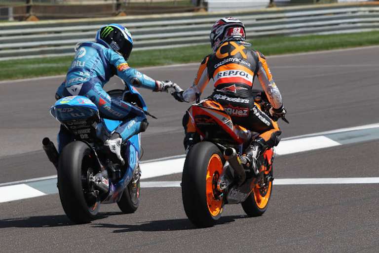 Marc Márquez und Pol Espargaró nach dem Moto2-Rennen in Indianapolis 2011