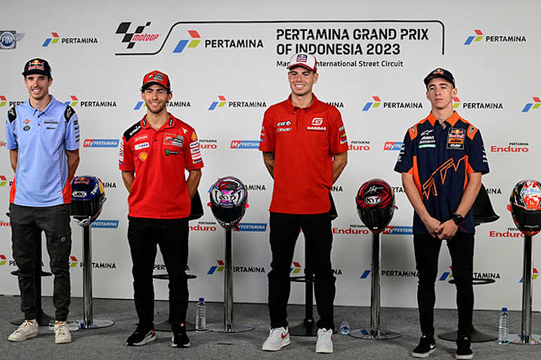 Vier Weltmeister: Alex Márquez, Enea Bastianini, Augusto Fernández und Pedro Acosta