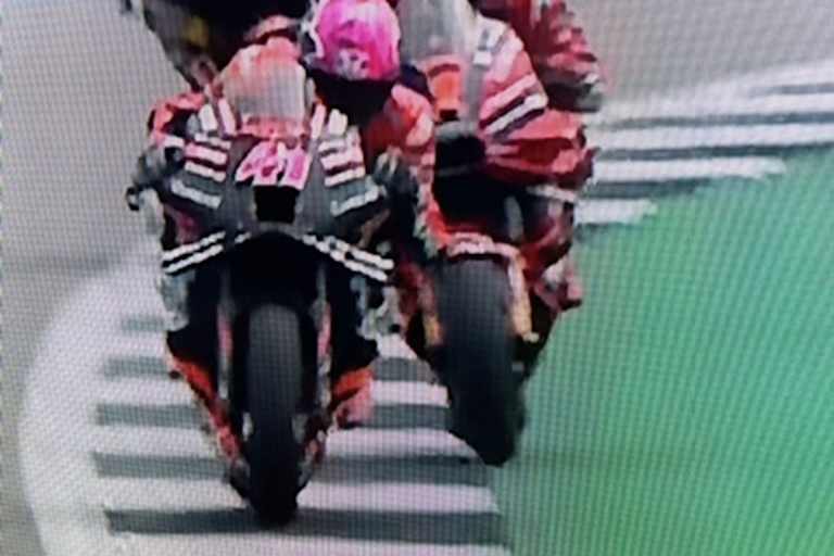 Die entscheidende Szene: Bagnaia auf dem Grün, aber die Sensoren meldeten keinen Kontakt