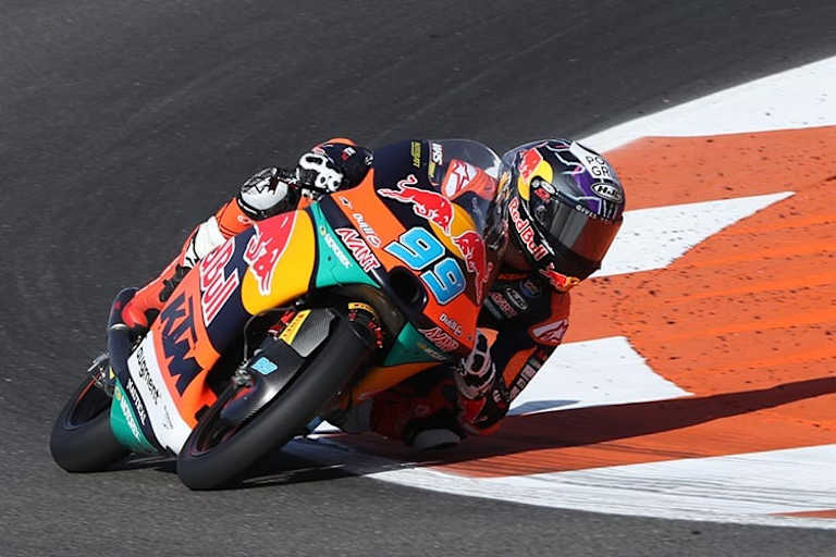 Daniel Holgado auf der neuen KTM RC4 beim Montag-Test in Valencia