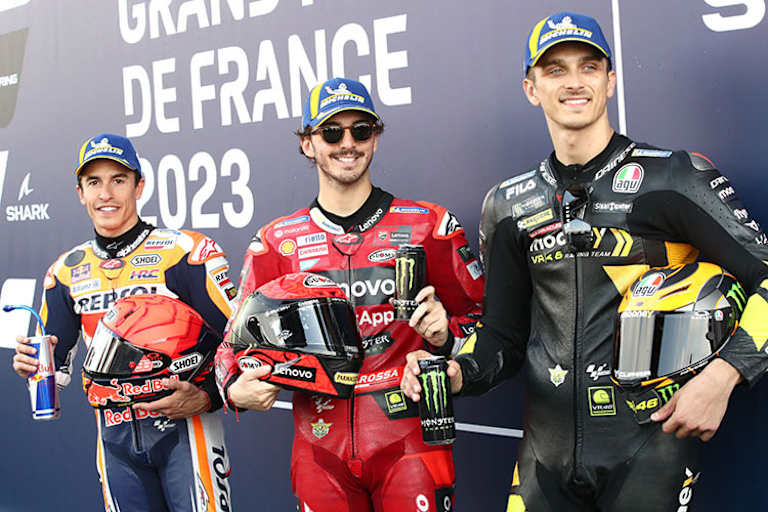 Marc Márquez (links): Immer im Schatten der Ducati-Asse wie Bagnaia und Marini