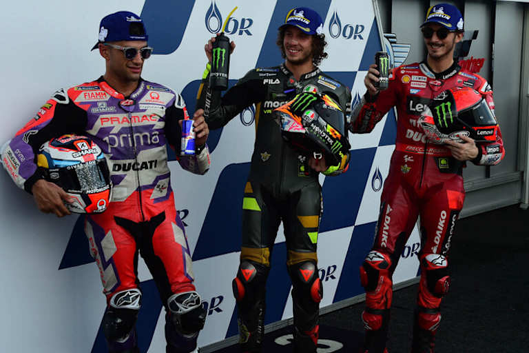 Martin, Bezzecchi und Bagnaia (vlnr)