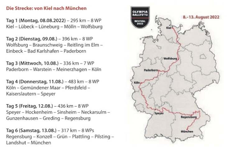 Olympia Rallye `72 - Revival 2022 - Strecke