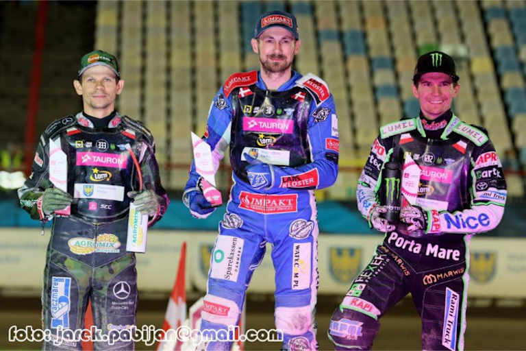 Die Top-3 von Rybnik: Janusz Kolodziej, Leon Madsen und Patryk Dudek (v.l.)