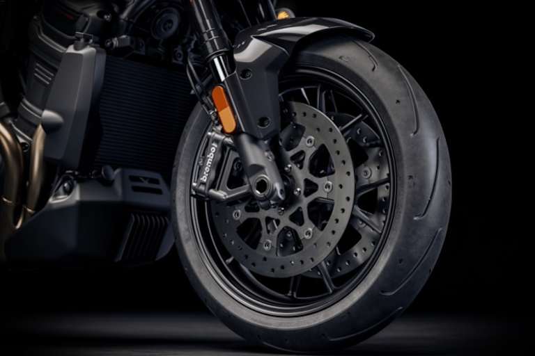 Haftfreudige Strassenreifen und richtig gute Bremsen - Harley kann das