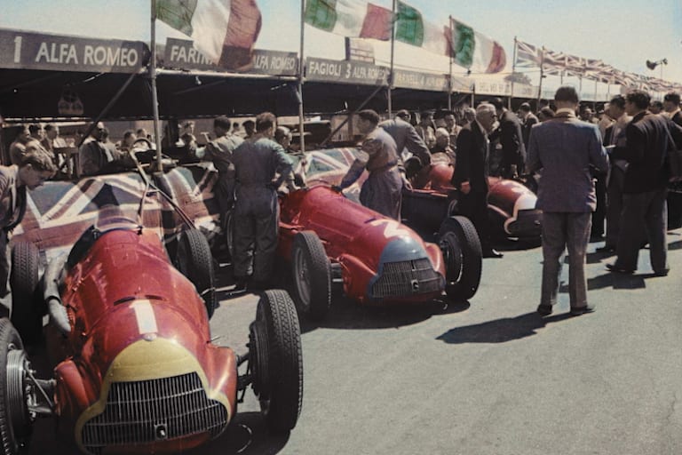 Die Alfa Romeo-Mannschaft in Silverstone 1950