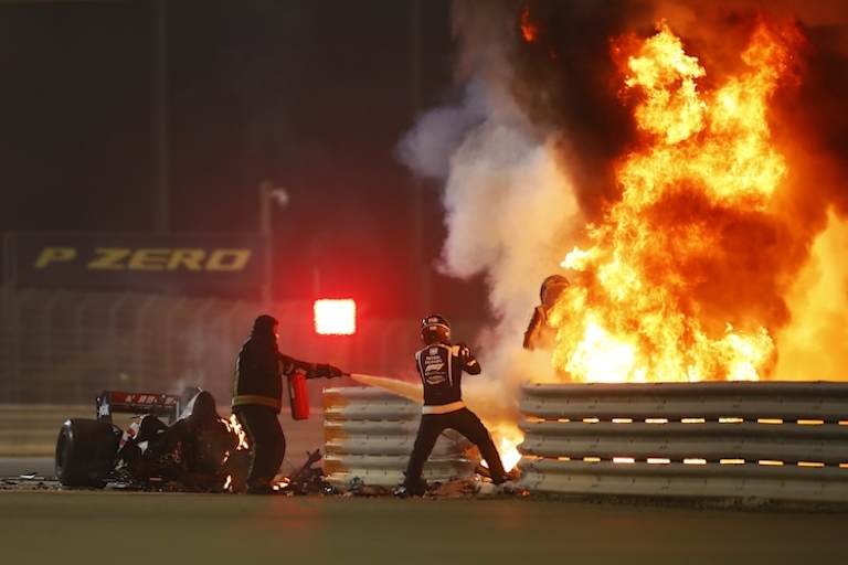 Bahrain GP 2020: Romain Grosjean taucht aus dem Feuer auf