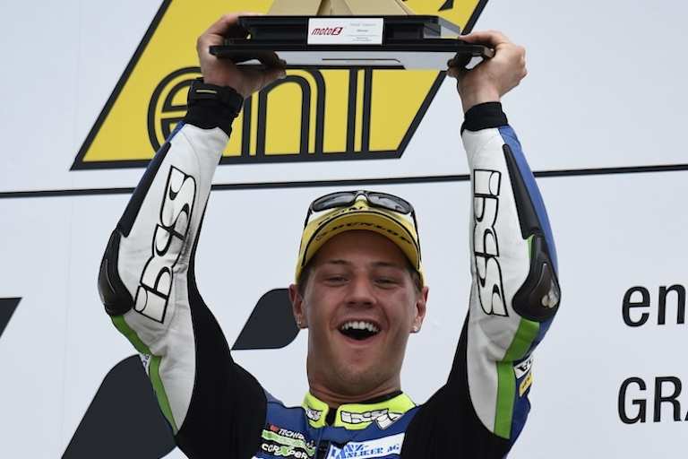 Dominique Aegerter bei seinem Sieg auf dem Sachsenring 2014