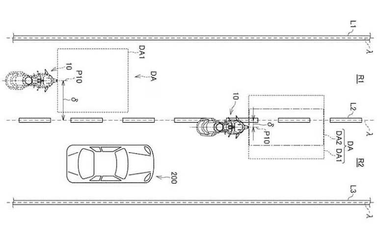 Patentzeichnung zur unterschiedlichen Anforderung bei Normalbetrieb (oben links) und Kolonnenvorfahren (Mitte)