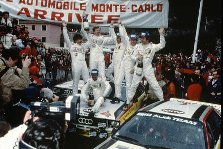 Audi-Dreifachsieg: Röhrl/Geistdörfer vor Blomqvist/Cederberg und Mikkola/Hertz.