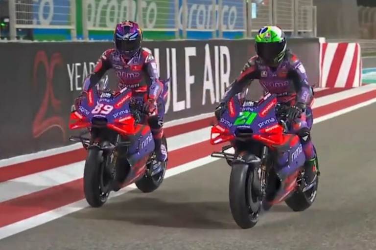 Jorge Martin und Franco Morbidelli rollten auf der Formel-1-Strecke von Bahrain vor