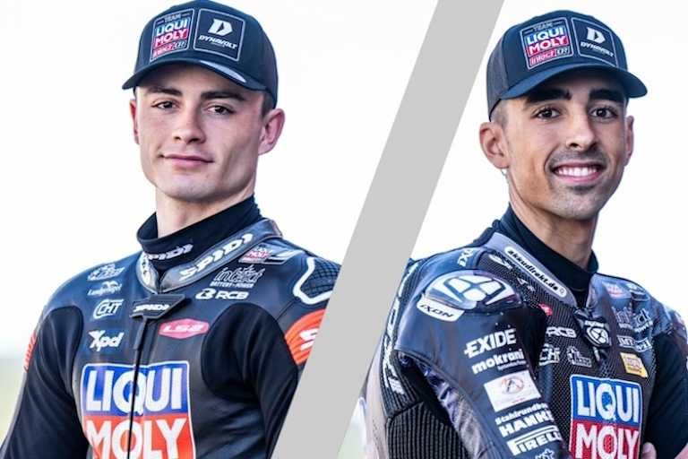Starke Intact-Moto2-Abteilung: WM-Spitzenreiter Manuel Gonzalez und Senna Agius (re.)