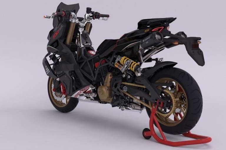 Den Doppelrohr-Auspuff für die Erstserie steuert Akrapovic bei