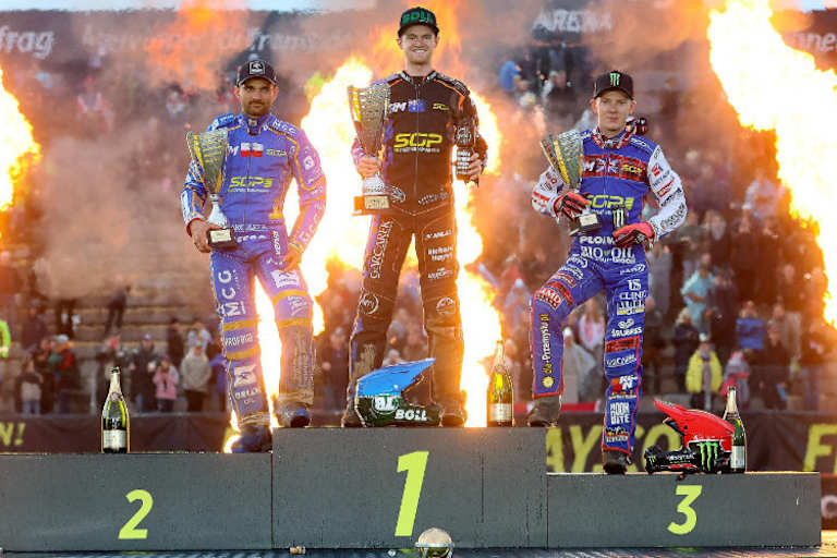 Die Top-3 von Malilla (v.l.): Bartosz Zmarzlik, Brady Kurtz und Dan Bewley