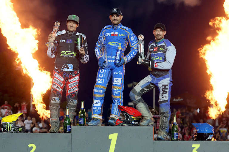 Die Top-3 von Prag (v.l.): Fredrik Lindgren, Bartosz Zmarzlik und Leon Madsen