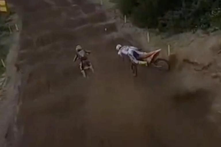 Lucas Coenen stürzte im zweiten Lauf nach einer Kollision mit Jeremy Seewer