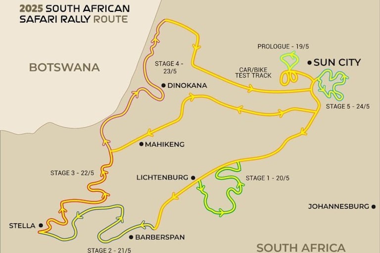 Die Route der Rallye Südafrika