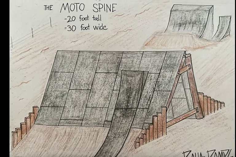 Spine Ramp: Sechs Meter hoch, neuen Meter breit, Grundgerüst aus Telefonstangen