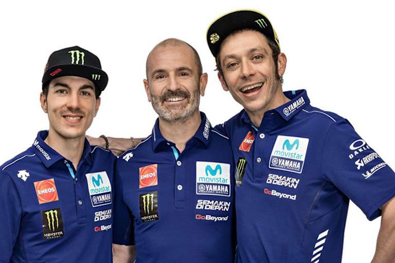 Maverick Viñales, Massimo Meregalli und Valentino Rossi