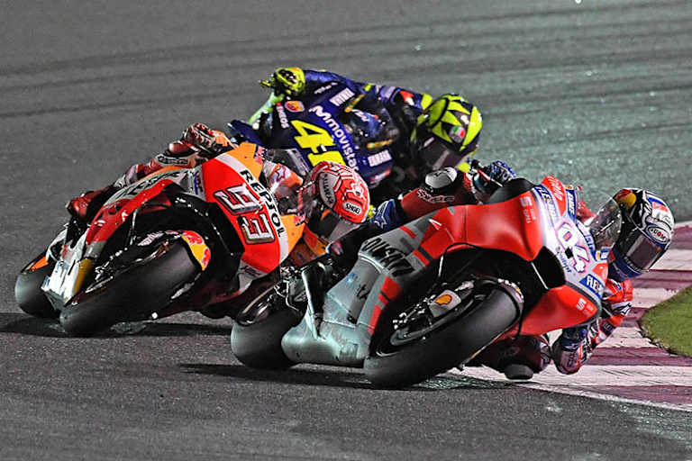 Das Rennen auf dem Losail Circuit: Dovi vor Márquez und Rossi
