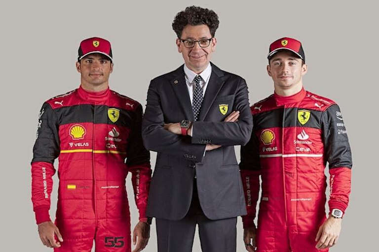 Carlos Sainz, Mattia Binotto und Charles Leclerc