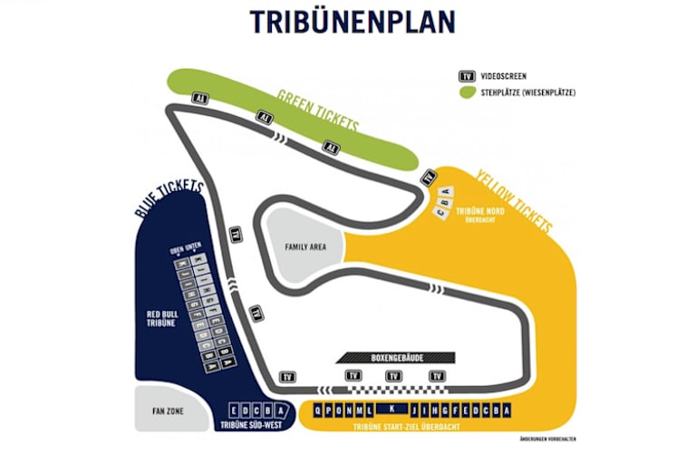 Der Tribünenplan vom Red Bull Ring