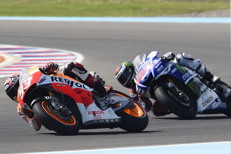 Im Rennen: Weltmeister Marc Márquez (93) vor Jorge Lorenzo (99)