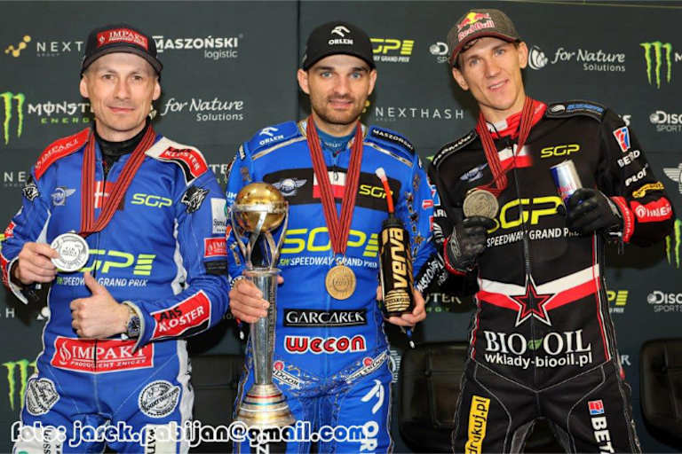 Die Top-3 der Welt: Leon Madsen, Bartosz Zmarzlik und Maciej Janowski (v.l.)