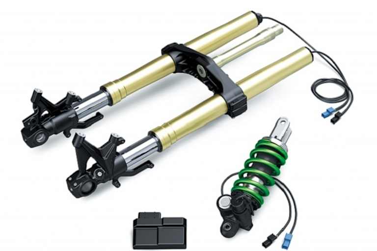 Das elektronische Fahrwer KECS (Kawasaki Electronic Control Suspension) wurde in Zusammenarbeit mit Showa entwickelt