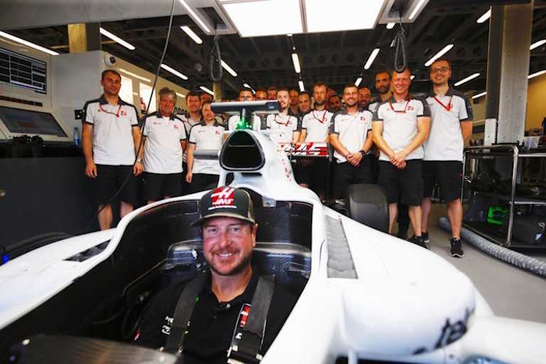 Auflösung aus der Vorwoche: Kurt Busch im Haas-Renner, in Baku 2016