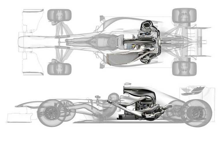 Die Renault-Antriebseinheit, wie sie in einen 2014er Renner eingebettet ist
