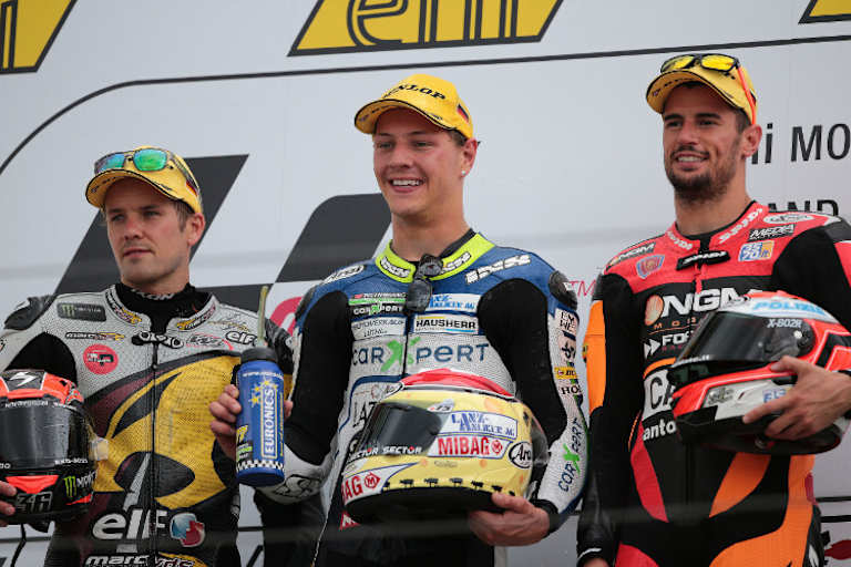 2014 feierte Dominique Aegerter in Sachsen seinen ersten GP-Sieg