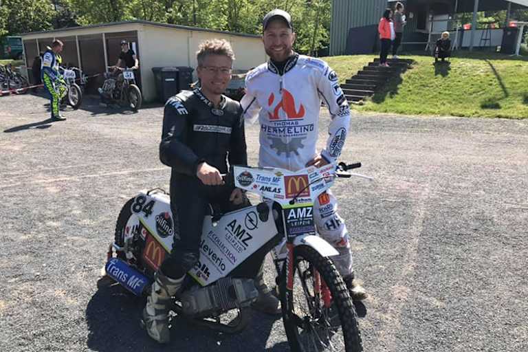 Steve Jenkner (li.) mit Speedway-GP-Fahrer Martin Smolinski