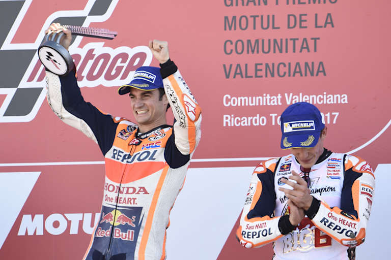 Dani Pedrosa (li.) gewann das Rennen, Marc Márquez ist Weltmeister