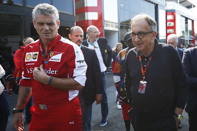 Ferrari-Teamchef Maurizio Arrivabene mit Firmenchef Sergio Marchionne