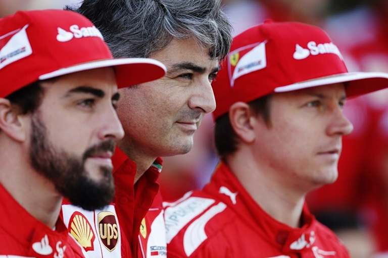 Marco Mattiacci mit Fernando Alonso und Kimi Räikkönen