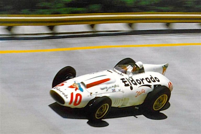Stirling Moss mit dem Eldorado-Maserati 1958 in Monza