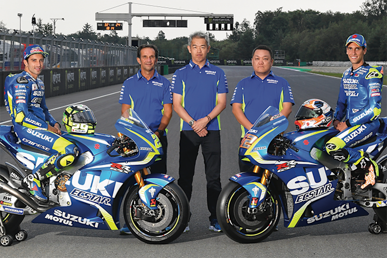 Alex Rins, Davide Brivio, Shinichi Sahara, Ken Kawauchi und Andrea Iannone   