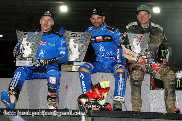 Die Top-3 von Gorican: Robert Lambert, Bartosz Zmarzlik und Fredrik Lindgren (v.l.)