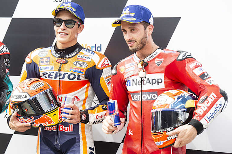 Marc Marquez (li.) wurde von Andrea Dovizioso besiegt