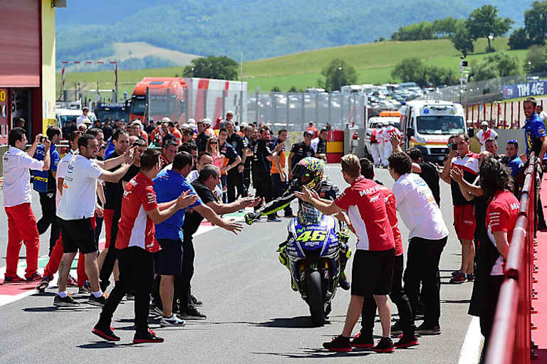 Von 2002 bis 2008 gewann Rossi in jedem Jahr seinen Heim-GP in Mugello