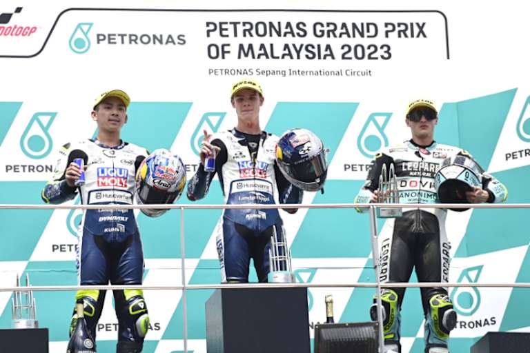 Ayumu Sasaki, Collin Veijer und Jaume Masia (v.l.)